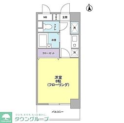 スカイアメッセ 2階1Kの間取り