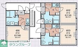 ラシクラス西落合 402 3階1Kの間取り