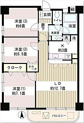 サンハイム 3LDKの間取図画像