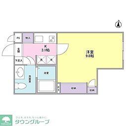 中野ナインズ・コア 1Kの間取図画像