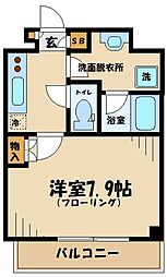 プレール・ドゥーク千歳烏山 1Kの間取図画像