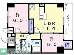 レジデンス桜樺 2LDKの間取図画像