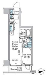 PrimeBliss東中野駅前 1LDKの間取図画像