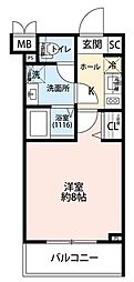 プレール・ドゥーク練馬2 1Kの間取図画像