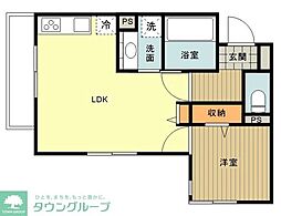(仮称)武蔵野市御殿山1-15計画 1LDKの間取図画像