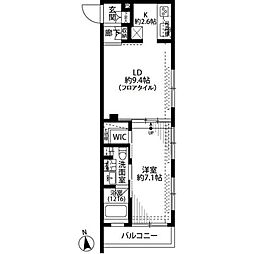 プレール・ドゥーク中野江原町 1LDKの間取図画像
