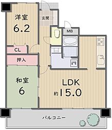 アルファシティ屋島四番館 2LDKの間取図画像