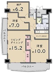 桜町マンション 2SLDKの間取図画像