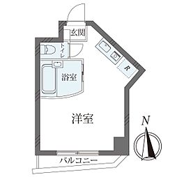 スカイ・クリエート天神南 ワンルームの間取図画像