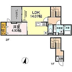 アンジュール西小岩 1LDKの間取図画像