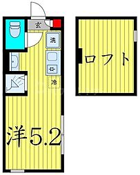 JR総武線 新小岩駅 徒歩10分の賃貸アパート 2階ワンルームの間取り