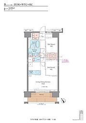 都営新宿線 船堀駅 徒歩21分の賃貸マンション 13階2LDKの間取り