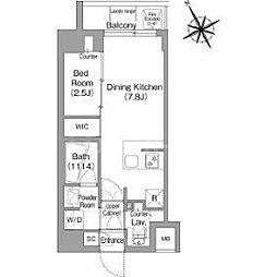 JR総武線 平井駅 徒歩8分の賃貸マンション 3階1DKの間取り