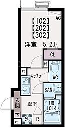 JR総武線 小岩駅 徒歩15分の賃貸マンション 3階1Kの間取り