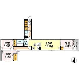 セレスティア江戸川II 3LDKの間取図画像