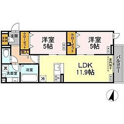 セレスティア江戸川II 2LDKの間取図画像