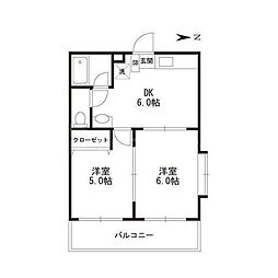 メゾン南小岩 2DKの間取図画像