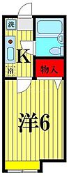 コージーハウス138B 1Kの間取図画像