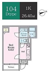 エトワールヴァリ プレリュード 1Kの間取図画像