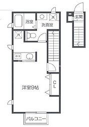 エスポワールC棟 ワンルームの間取図画像