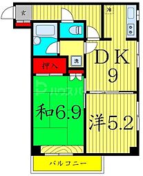 パレッヂ新小岩 2DKの間取図画像