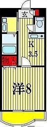 T・Rトリビュート 1Kの間取図画像