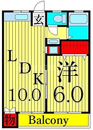 光マンション 1LDKの間取図画像