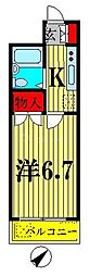 T.Kグレイスビル 1Kの間取図画像