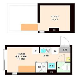ハーモニーテラス 平井X ワンルームの間取図画像