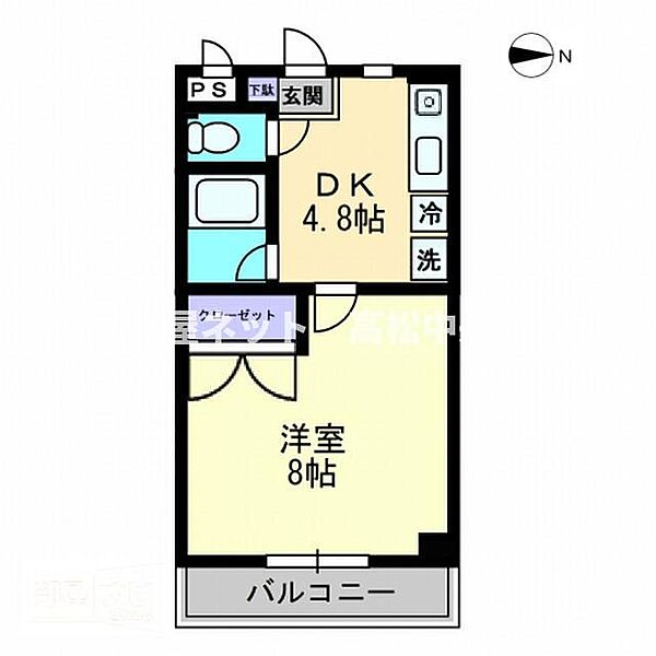 フォレスト林 402｜香川県高松市林町(賃貸マンション1DK・4階・27.30㎡)の写真 その2