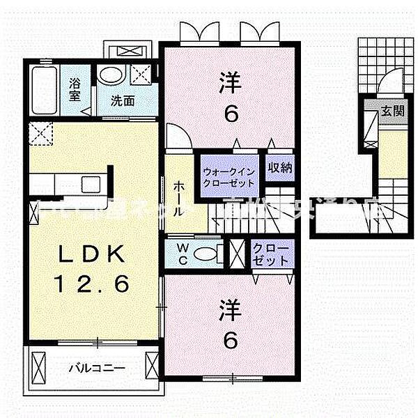 フレスクーラＡ 203｜香川県東かがわ市中筋(賃貸アパート2LDK・2階・61.05㎡)の写真 その2