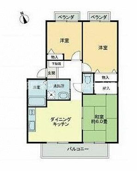 フォブールあすかB棟　2階 203｜香川県高松市多肥下町(賃貸マンション3DK・2階・55.89㎡)の写真 その2