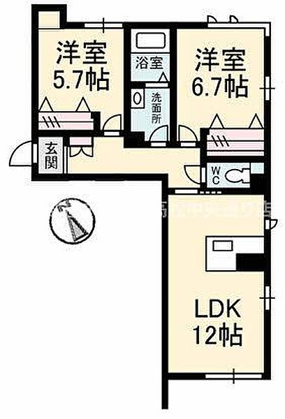 ベレオ ミルフィオーレ 201｜香川県高松市円座町(賃貸マンション2LDK・2階・60.54㎡)の写真 その2