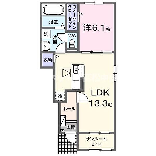 メゾンすずらん 105｜香川県仲多度郡まんのう町四條(賃貸アパート1LDK・1階・50.01㎡)の写真 その2