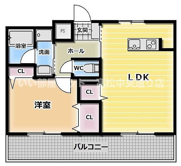 ルークロエ 303｜香川県綾歌郡宇多津町浜五番丁(賃貸マンション1LDK・3階・43.74㎡)の写真 その2