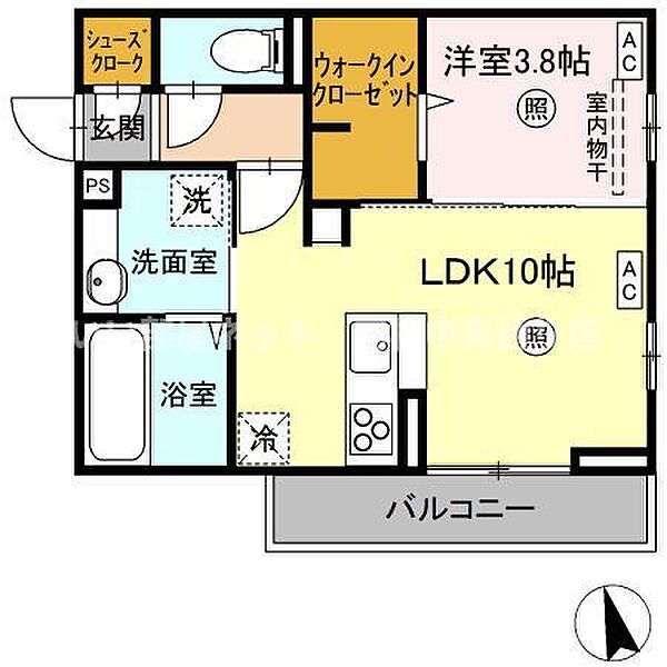 オラシオン B棟 305｜香川県高松市紙町(賃貸アパート1LDK・3階・37.79㎡)の写真 その2
