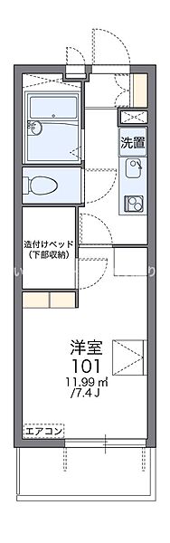 レオパレスオリーブ48 209｜香川県高松市東ハゼ町(賃貸マンション1K・2階・20.81㎡)の写真 その2