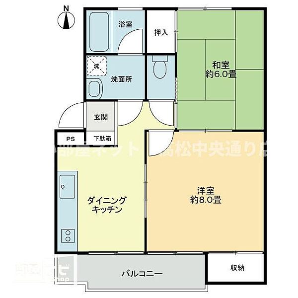 カサデル・セレッソA 301｜香川県高松市多肥下町(賃貸アパート2DK・3階・47.50㎡)の写真 その2