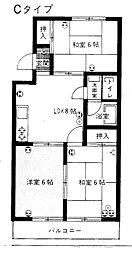 武蔵野ベルハイツひばりケ丘第26期 3LDKの間取図画像