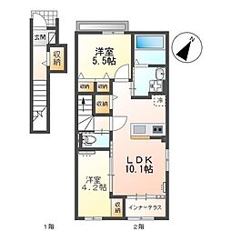 APGヴィラ徳倉B 2LDKの間取図画像