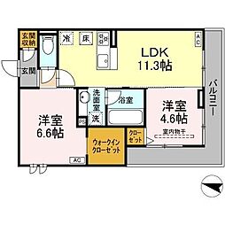 D-Crinum  下土狩II 2LDKの間取図画像