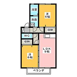 アムール 2DKの間取図画像