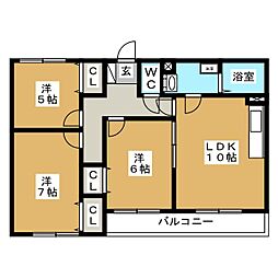 リトル・ストリーム 3LDKの間取図画像