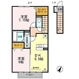 グランシャリオ松井 2DKの間取図画像