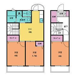 セジュールオサダ5号館 3DKの間取図画像
