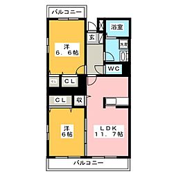 フェリーチェ 2LDKの間取図画像