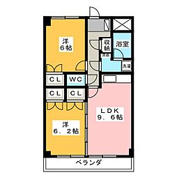 サンコートヒロ 2LDKの間取図画像