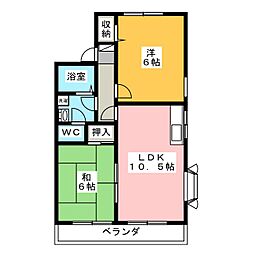 ルミエールはらA 2LDKの間取図画像