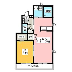シャーロットハイツ 1LDKの間取図画像
