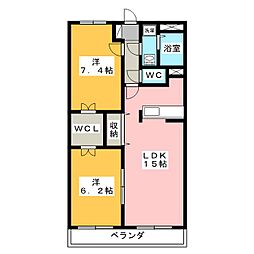 エクセルコートB 2LDKの間取図画像